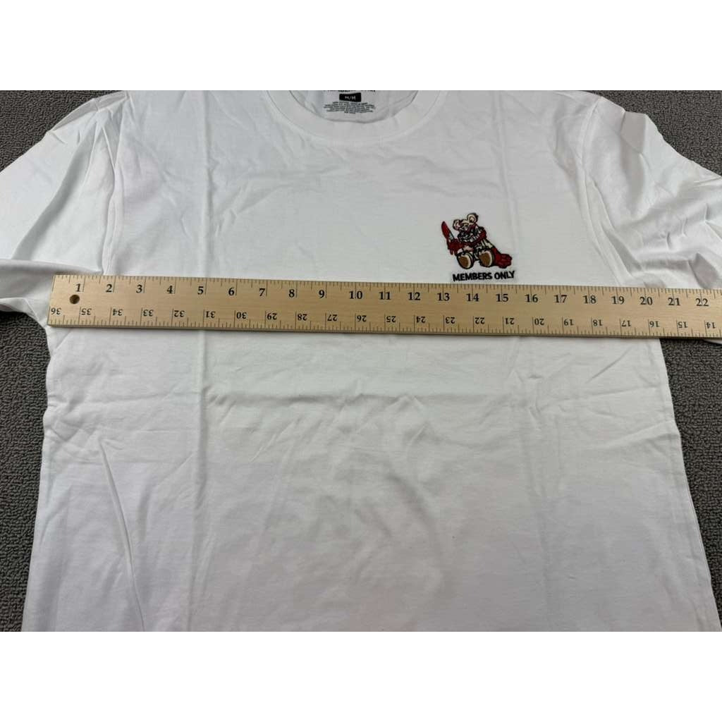 Members Only Graphic T Shirt Mens M White Bloody Bear Knife Logo Cotton