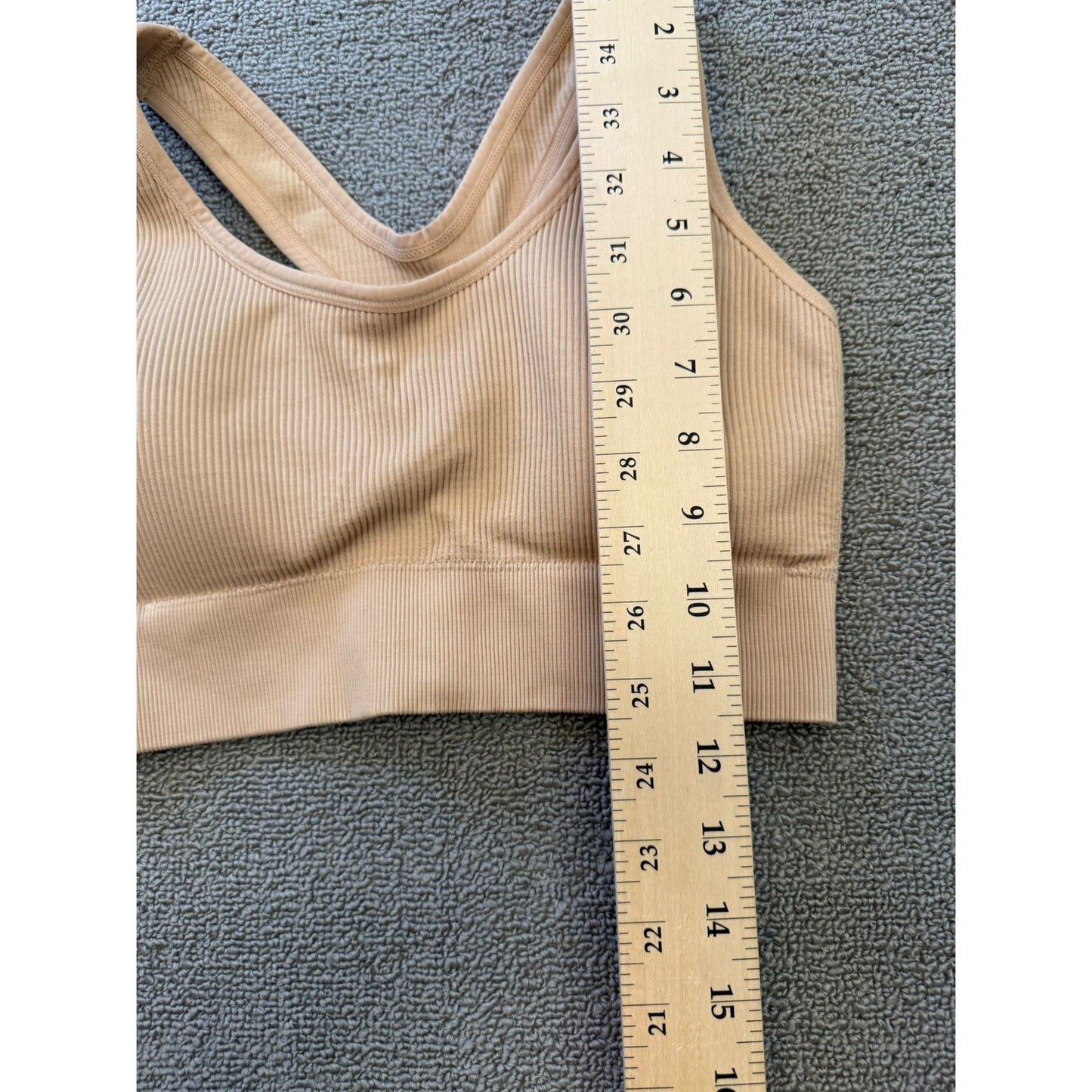 Aerie Women's XL/TG Ribbed Seamless Bralette Top Beige Tan Built-in Bra