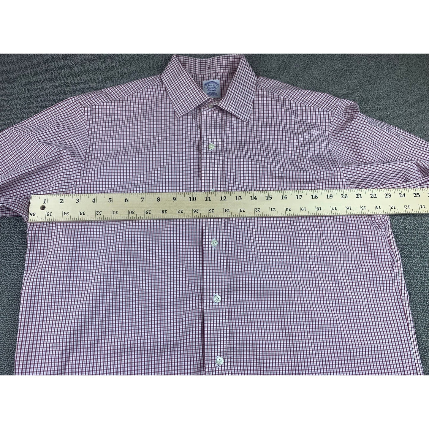 Brooks Brothers Shirt Men 15 1/2 -33 Red White Check Long Sleeve Woven in Italy