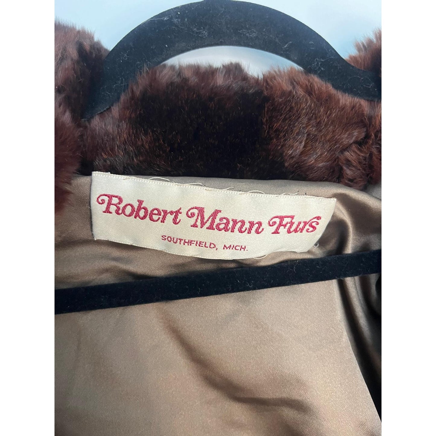 Robert Mann Furs Coat Women Large Brown Mink Full Length Real Fur Vintage