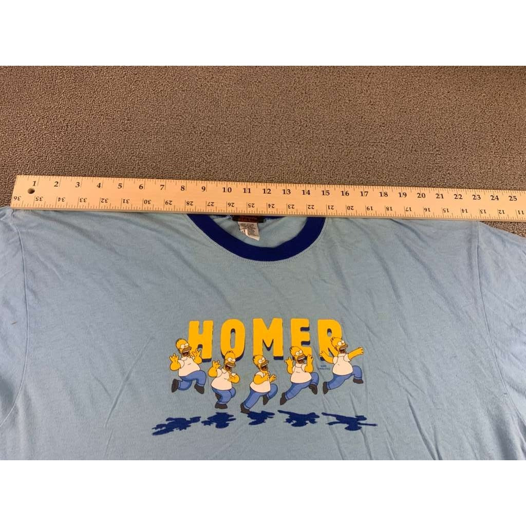 Vintage The Simpsons Men XL Cotton Light Blue T Shirt Homer Simpson Frolicking