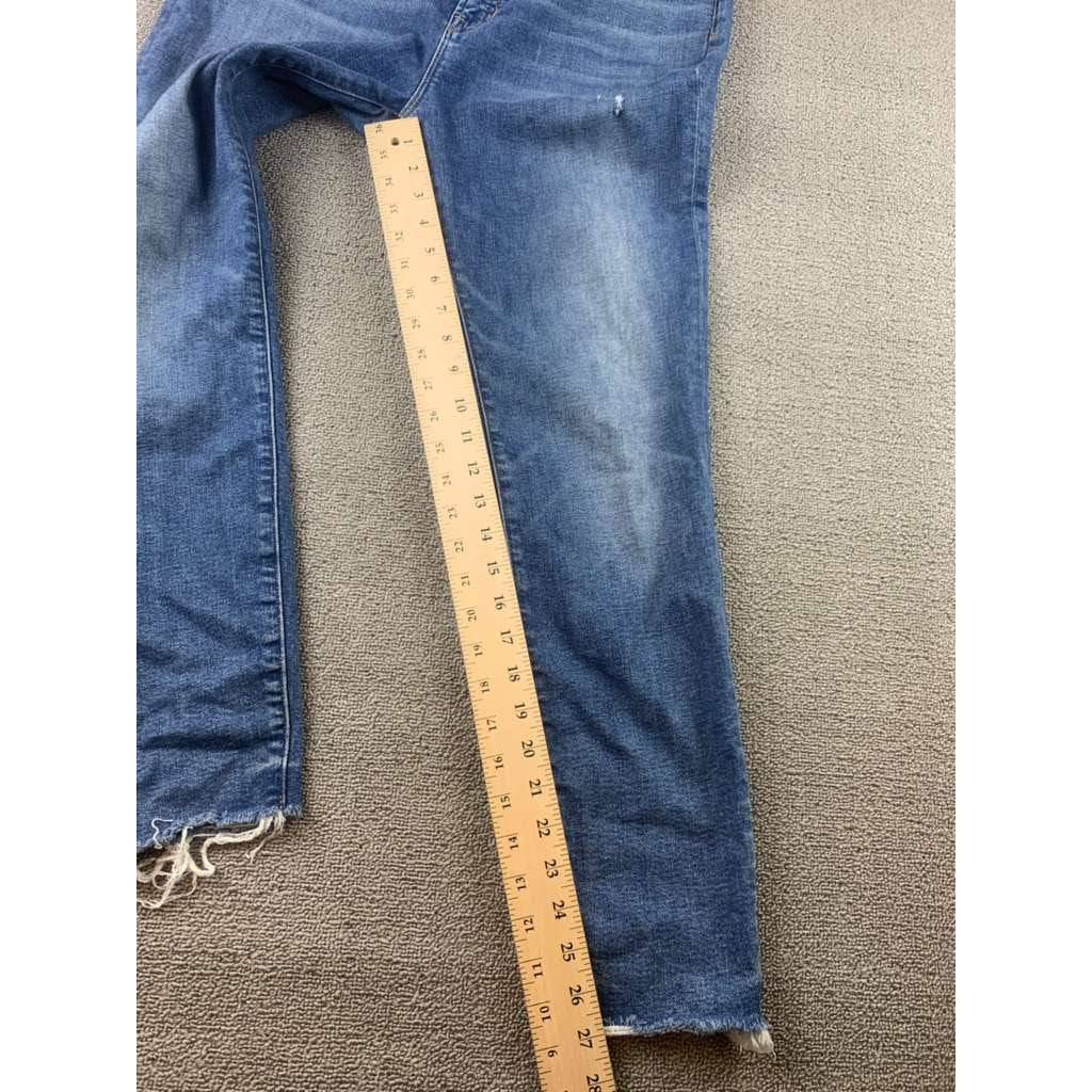 J.Crew Denim Jeans Toothpick Women 32 Blue Skinny Raw Hem Fair Trade Stretchy
