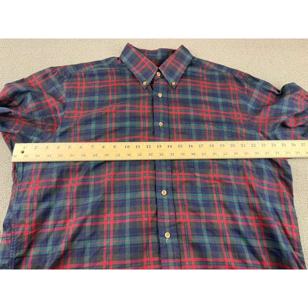 Brooks Brothers Button Down Shirt Mens XL Plaid Cotton Vintage Hong Kong