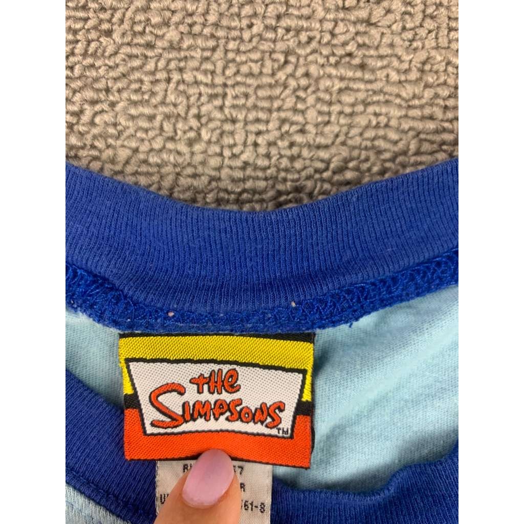 Vintage The Simpsons Men XL Cotton Light Blue T Shirt Homer Simpson Frolicking