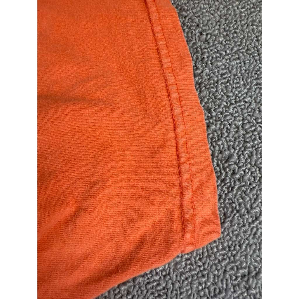 Disney T Shirt Men L Orange Mickey Mouse Graphic Short Sleeve Cotton Crewneck