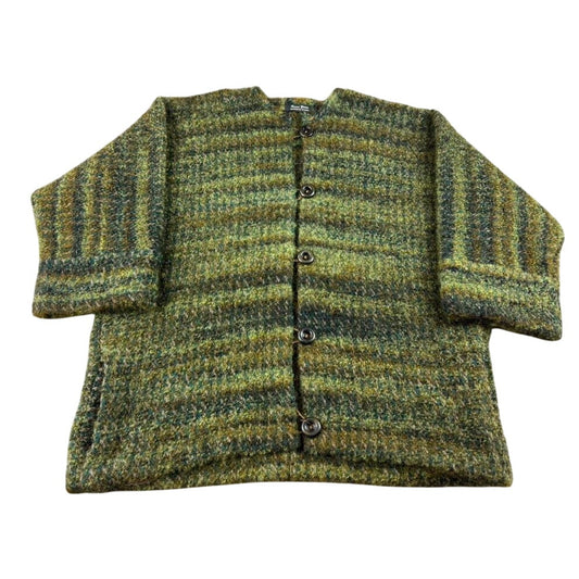 Renee Green Handwoven Designs Artisan Cardigan Sweater XL Green Button Front