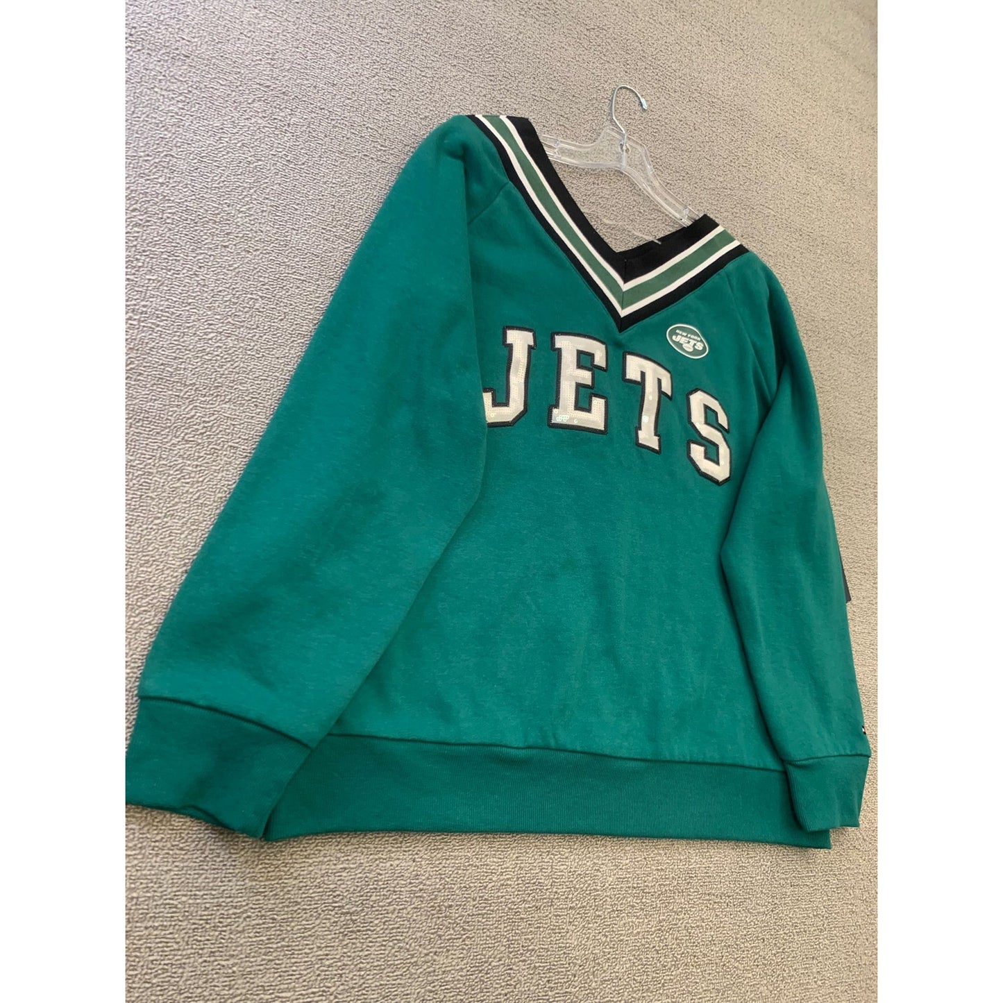 Tommy Hilfiger Women's XL Green Jets NFL Sweatshirt Pullover New With Tags