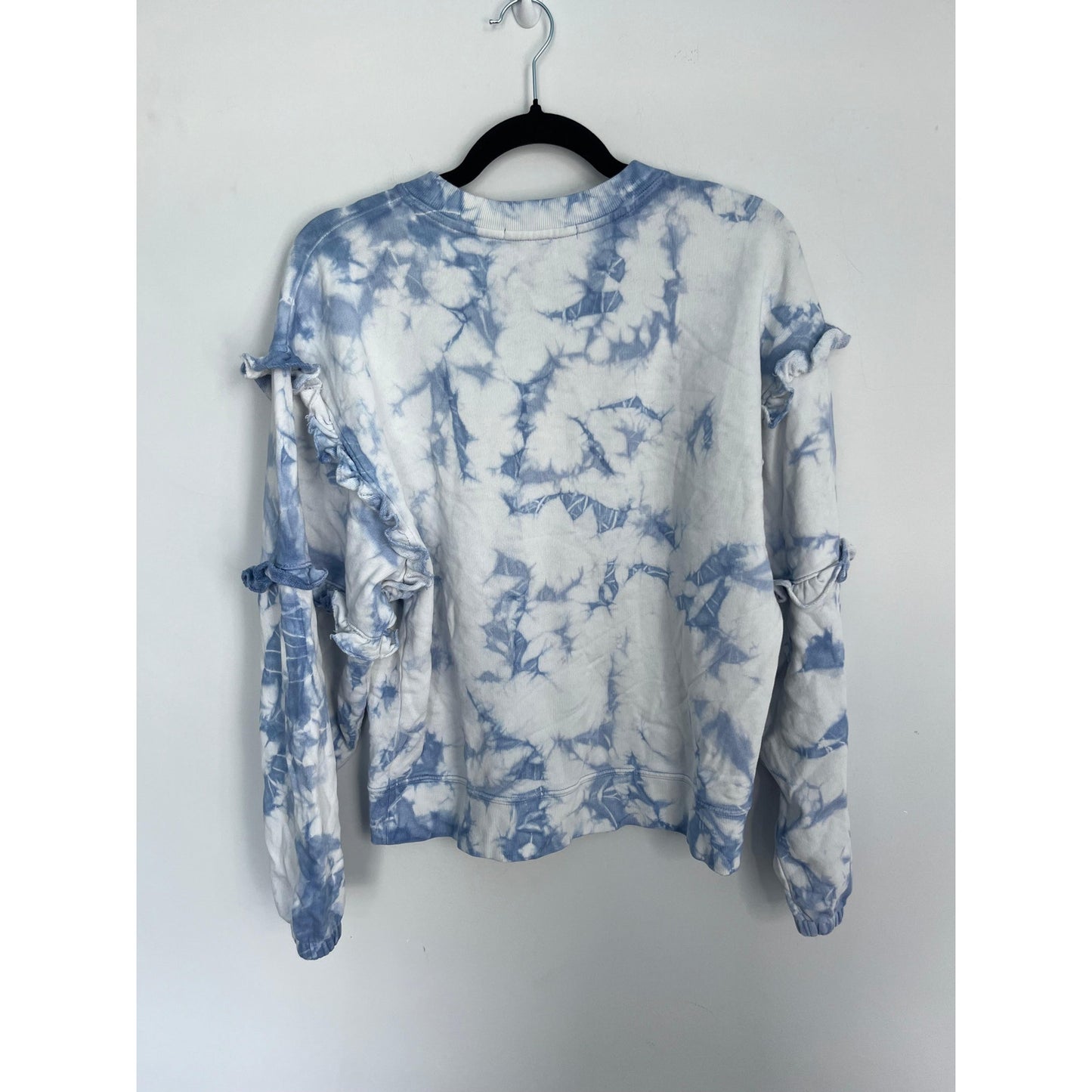 Rebecca Minkoff Tie Dye Sweatshirt Women M Blue Ruffle Sleeve Pullover