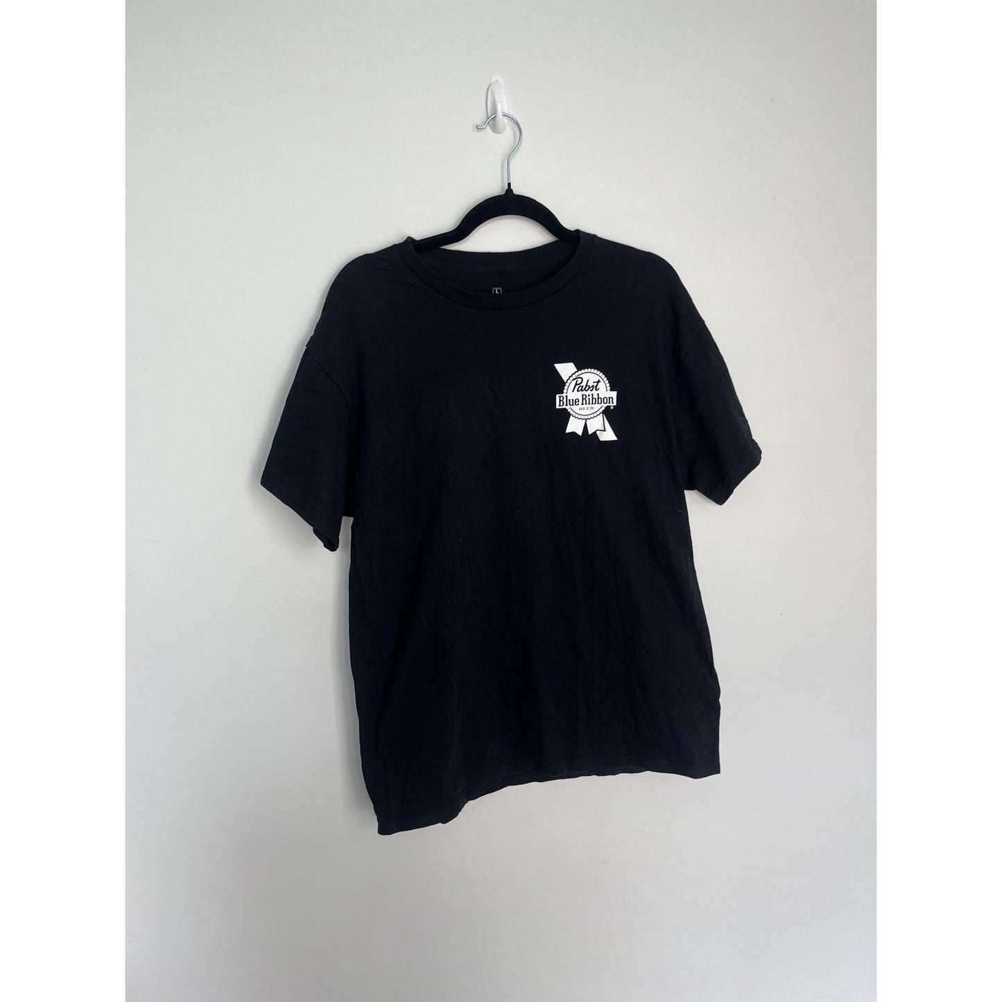 Pabst Blue Ribbon T Shirt Men L Black Graphic Beer Logo Cotton