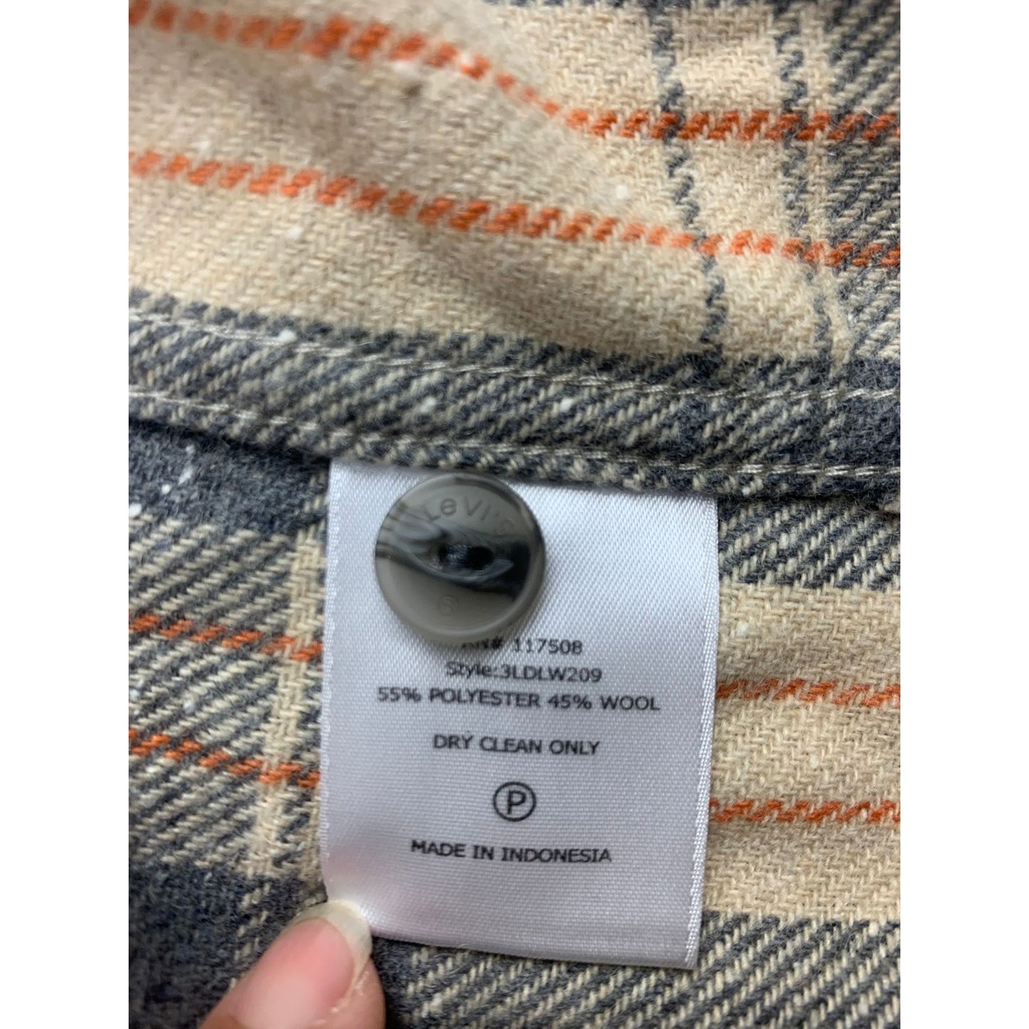 Levis Shirt Men's XL Beige Tan Plaid Flannel Wool Blend Button Up Shacket