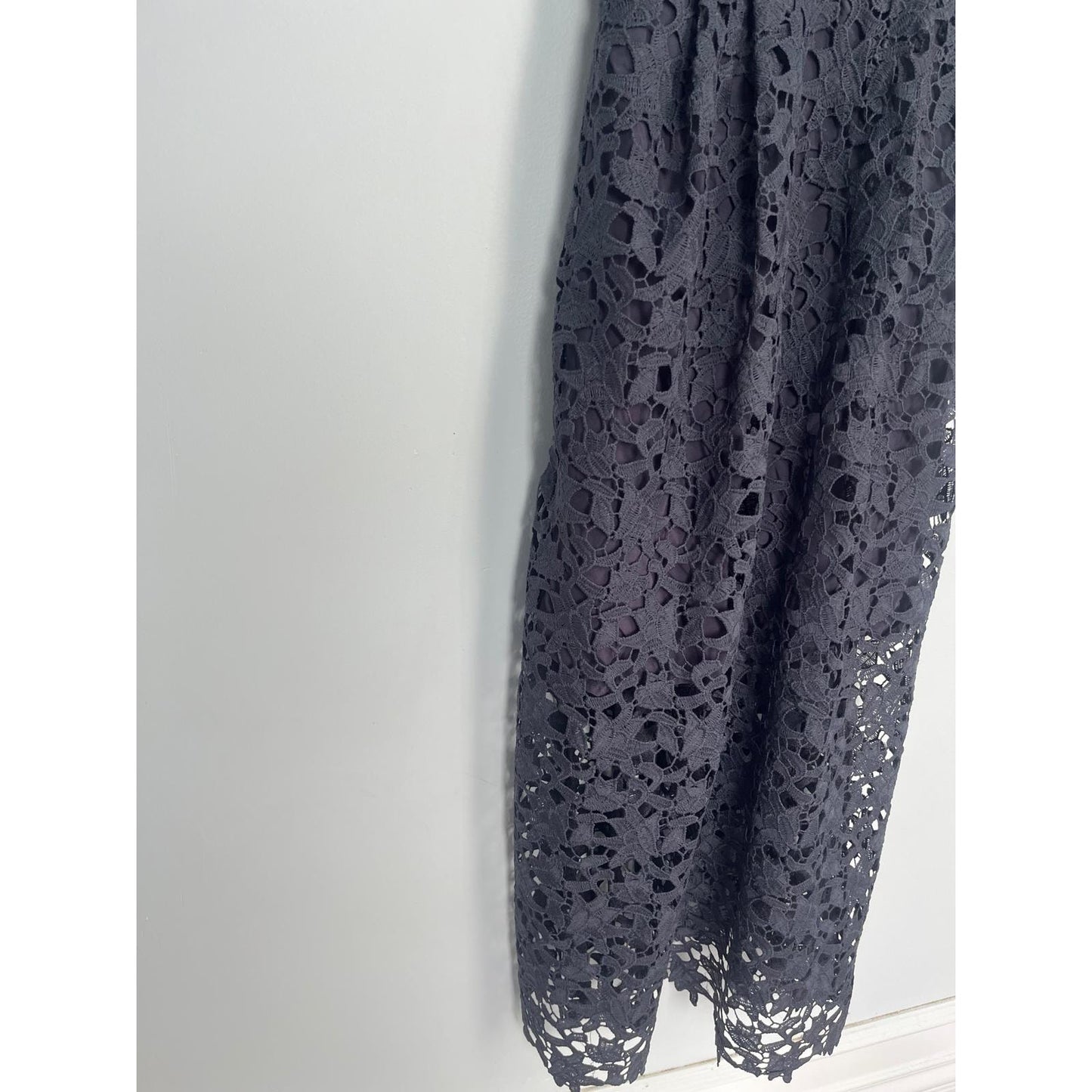ASTR The Label Lace Midi Dress Women Large Blue Floral Crochet Formal
