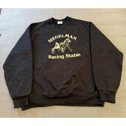 SIEGELMAN STABLE Men's Crewneck Sweatshirt XL Black Graphic Racing stable