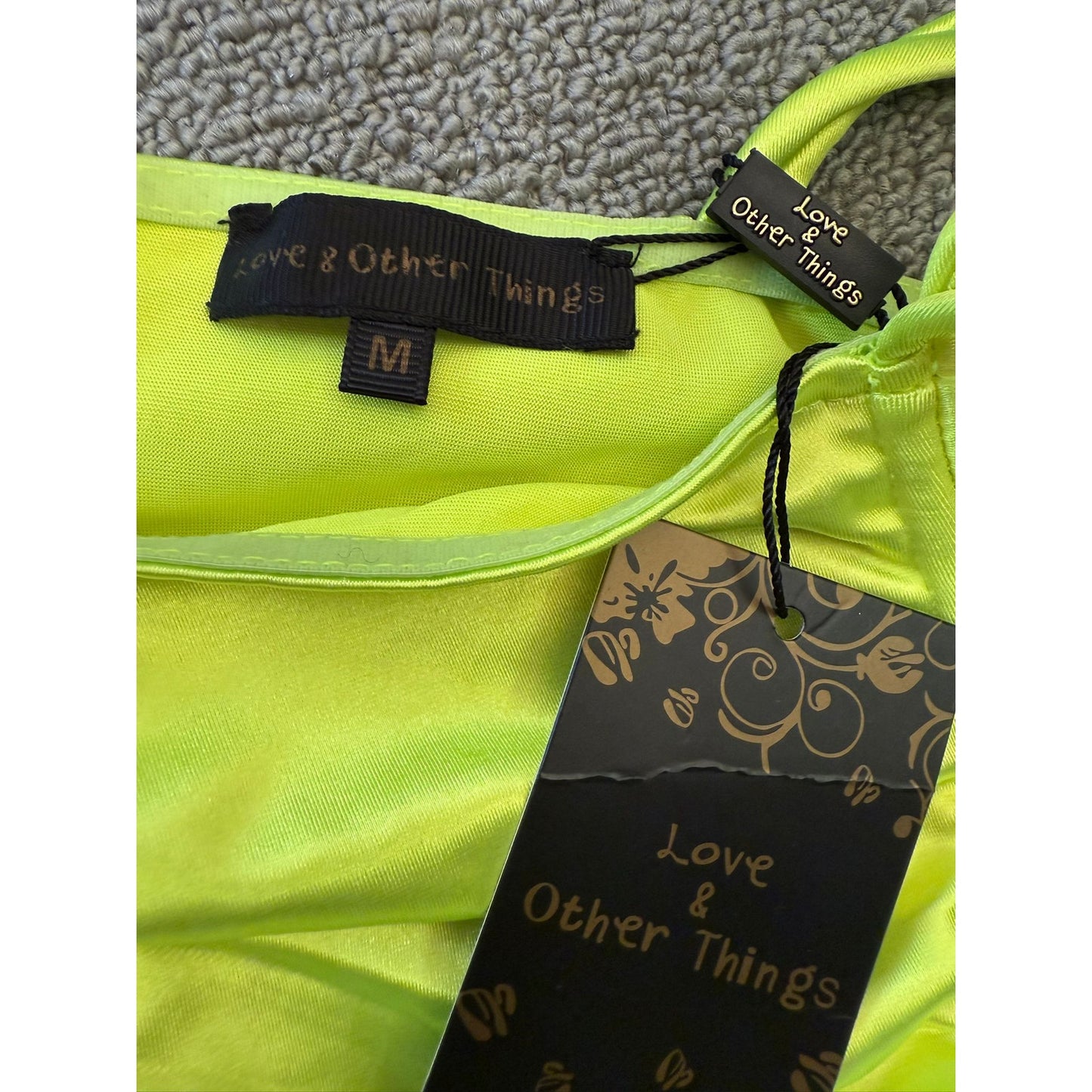 Love And Other Things Female Medium Chartreuse Ruched Party Dress NWT Trendy