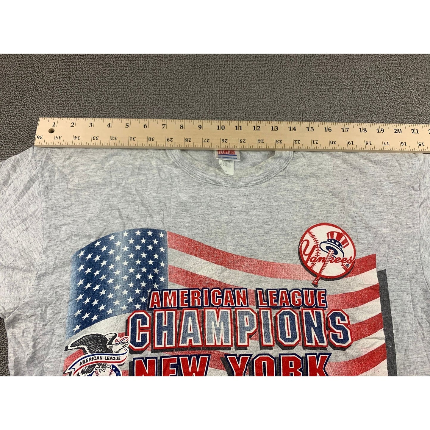 Vintage Teamwork New York Yankees American League Champions T-shirt Men L Gray