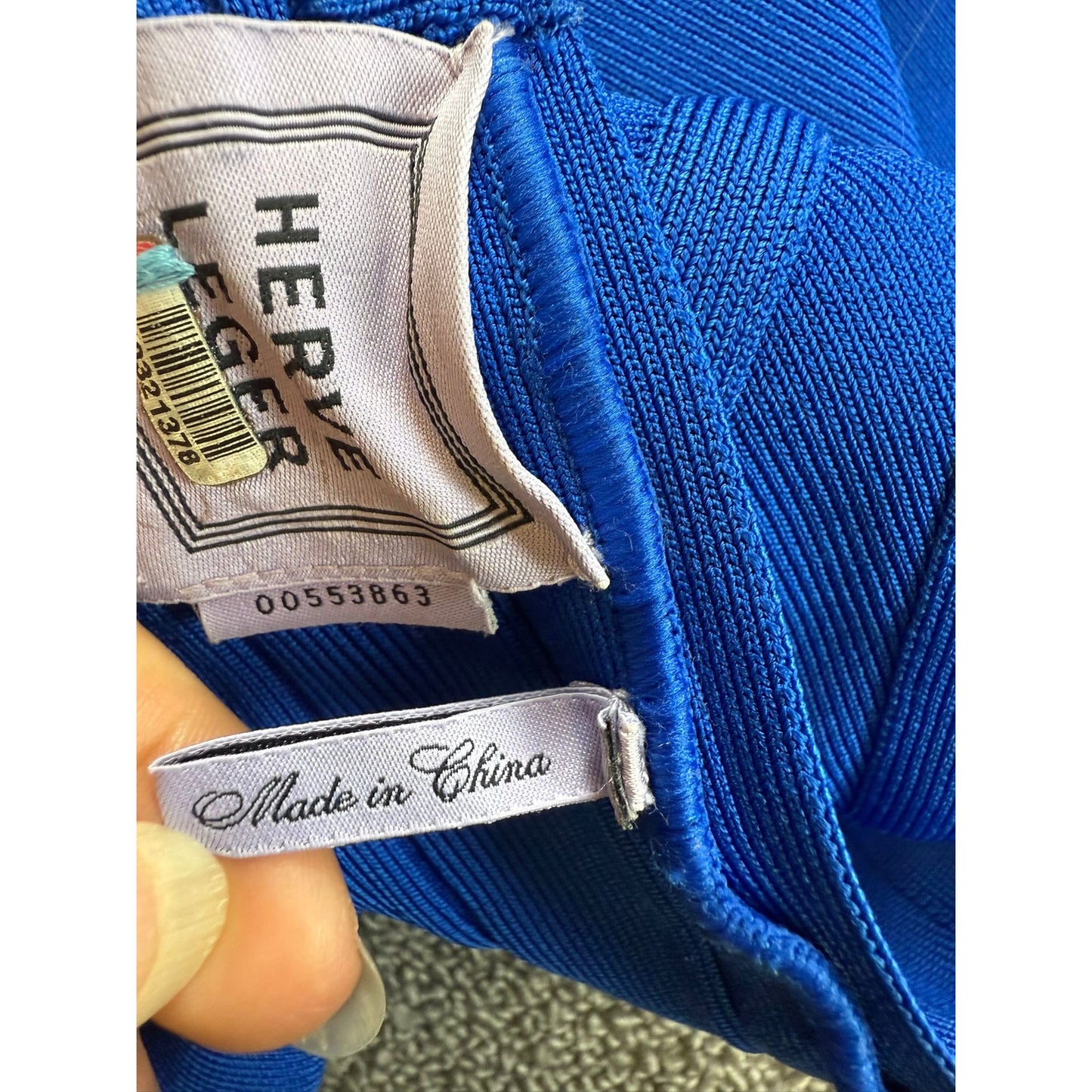 Hervé Léger Women's Medium Blue V Neck Dress Gown