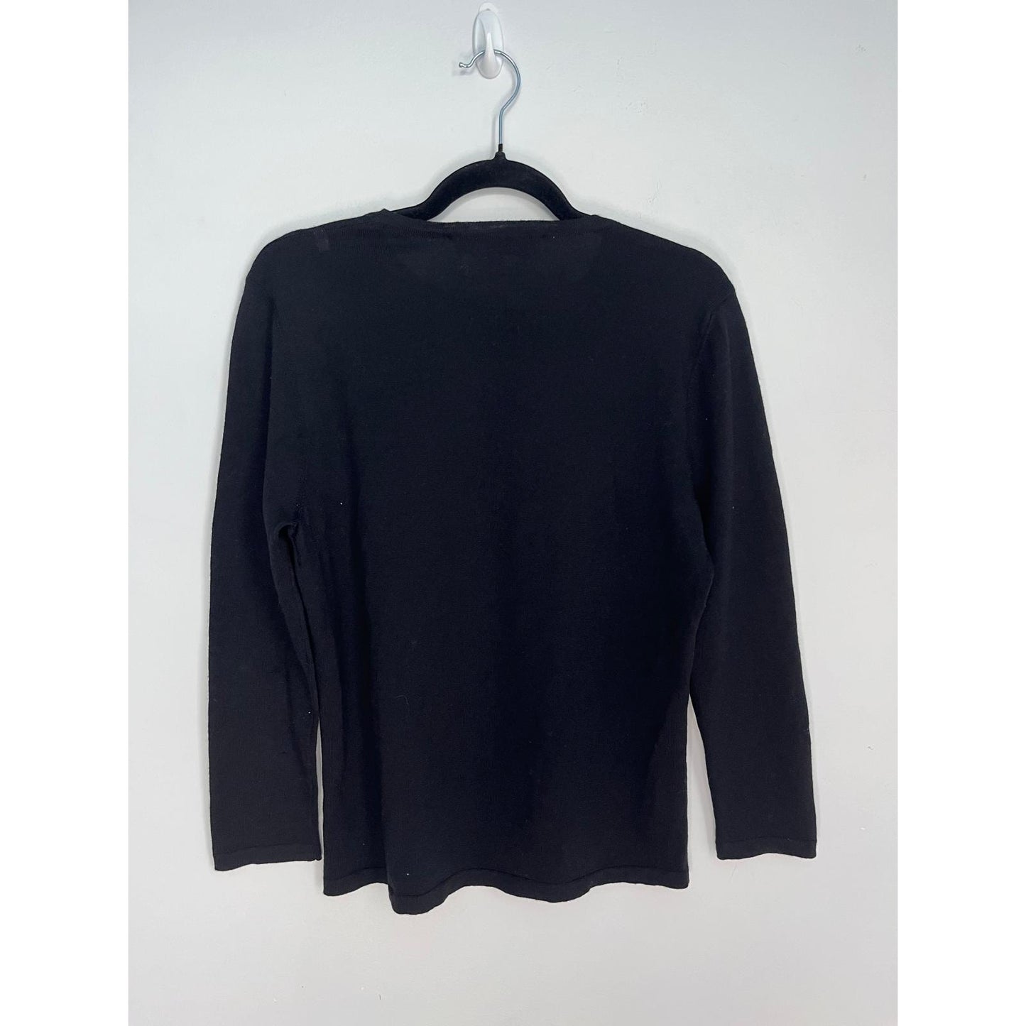 Carolina Herrera Floral Embellished Sweater Women L Black Embroidered Italy