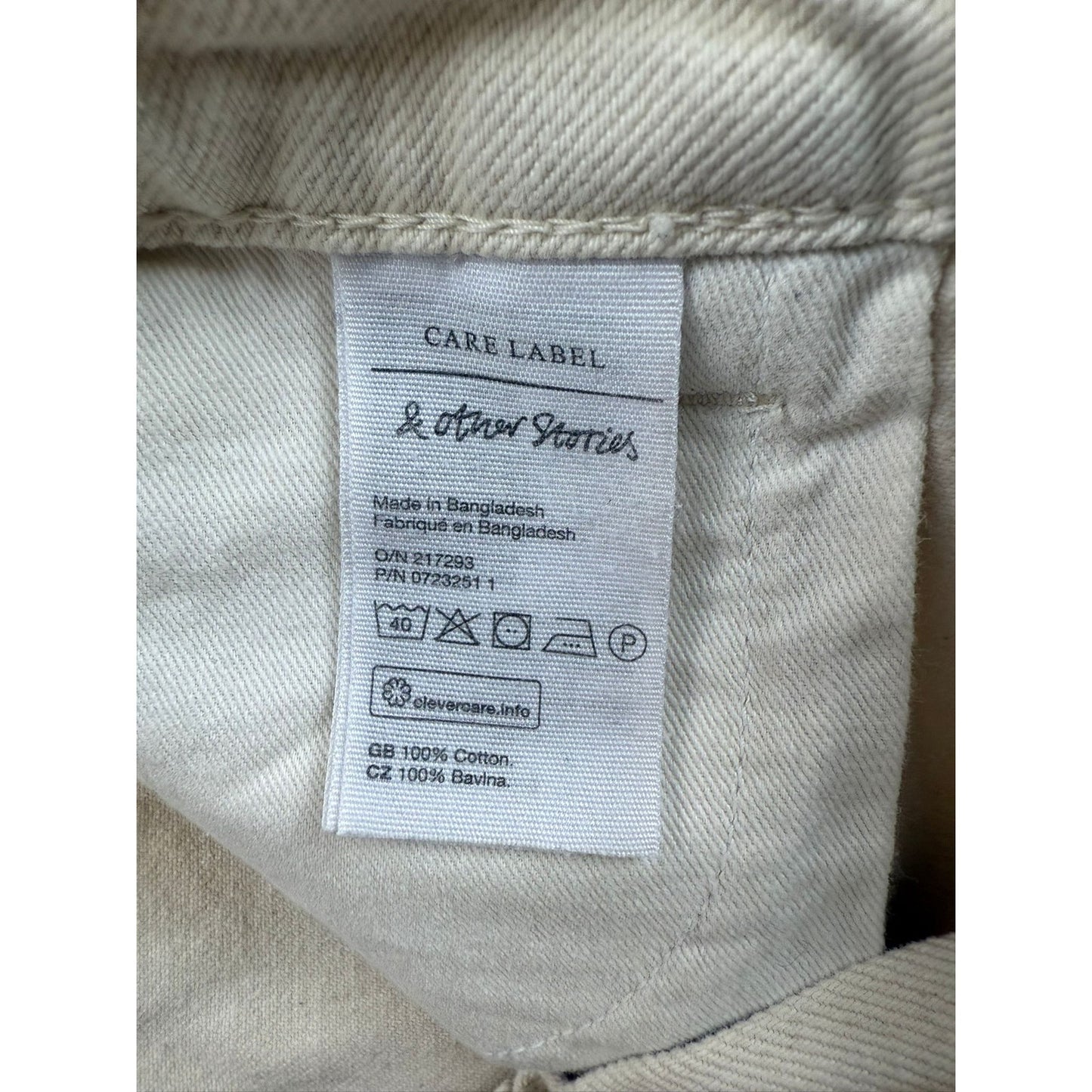 & Other Stories Atelier Women's 26 Off-White Ivory Cropped Straight Denim Jeans