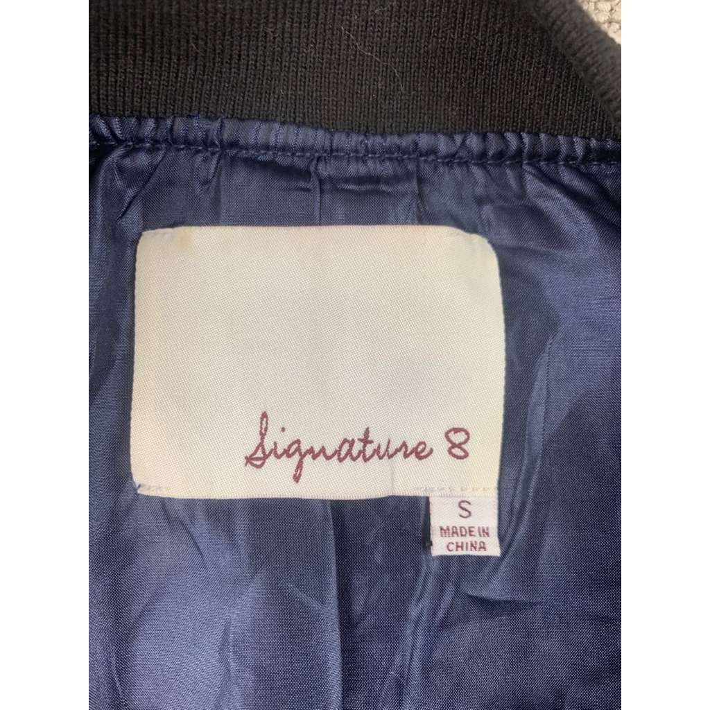Signature 8 Varsity Bomber Jacket Women S Navy Blue Sequin Daisy Floral