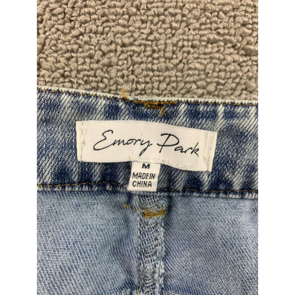 Emory Park Pants Women Size Medium Blue Jean 100% Cotton Split Hem