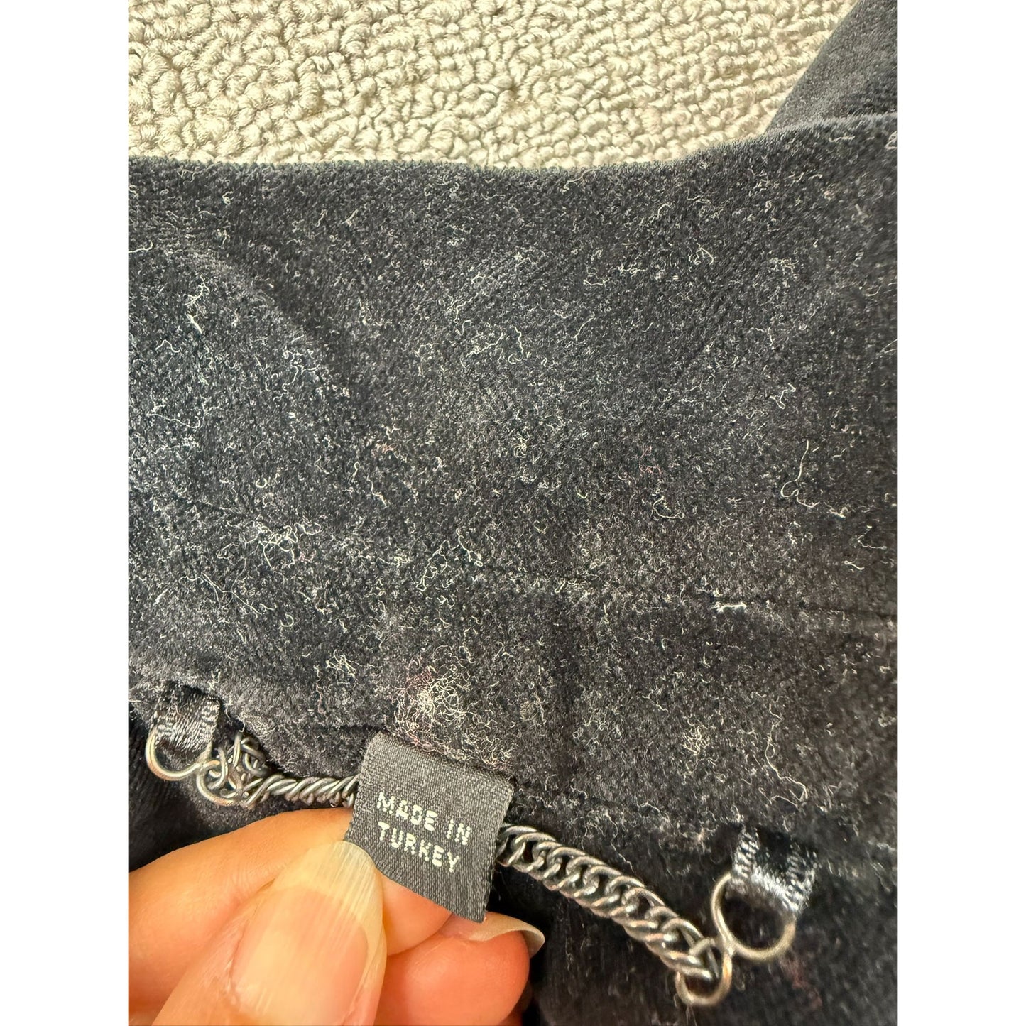AllSaints Size 8 Black Leni Velvet Coat Button Up Long Cotton