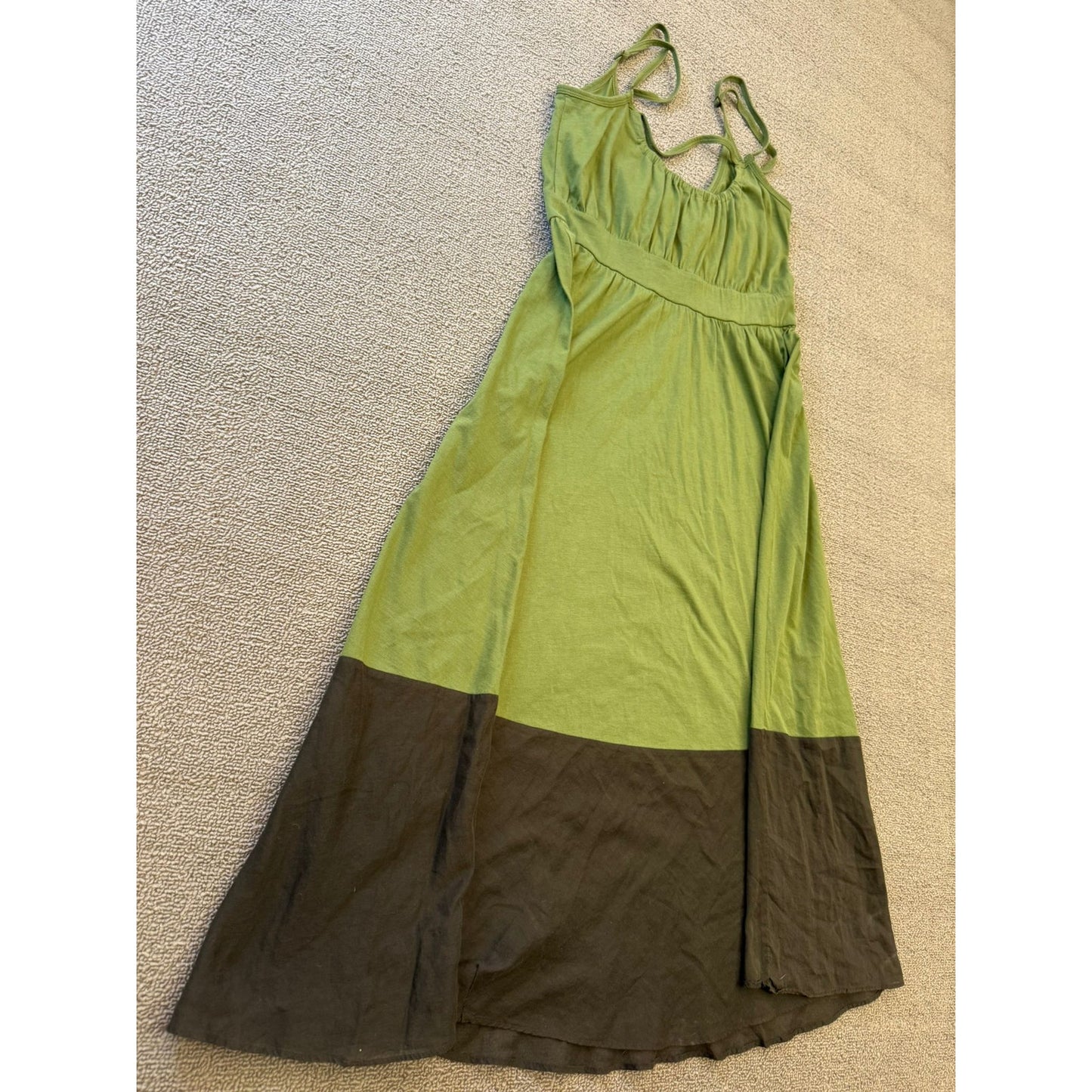 Theory Women Size S Green Brown Strappy Dress Colorblock Summer Apparel