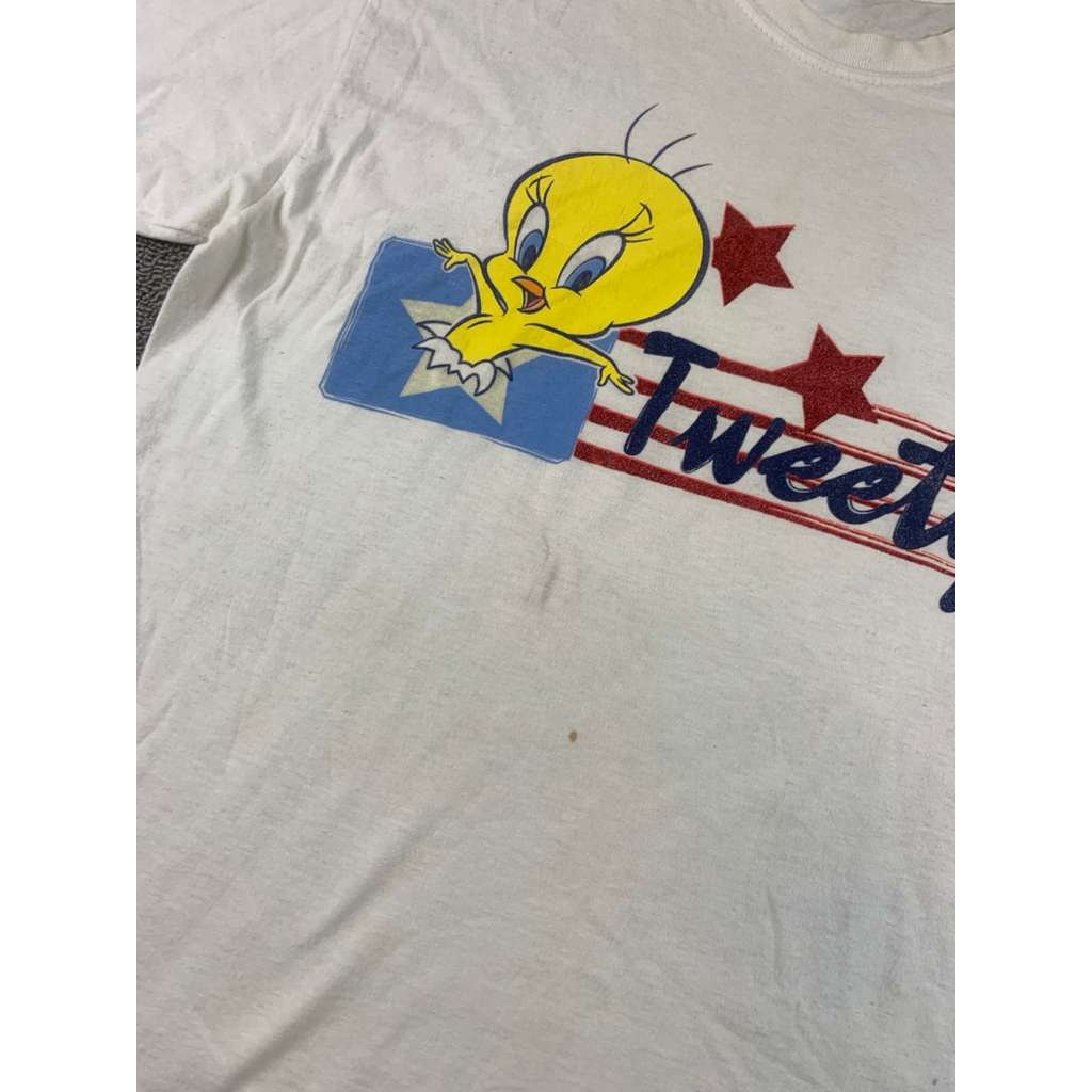 Vintage Looney Tunes Shirt Women's M Tweety Bird American Fireworks Star Cartoon