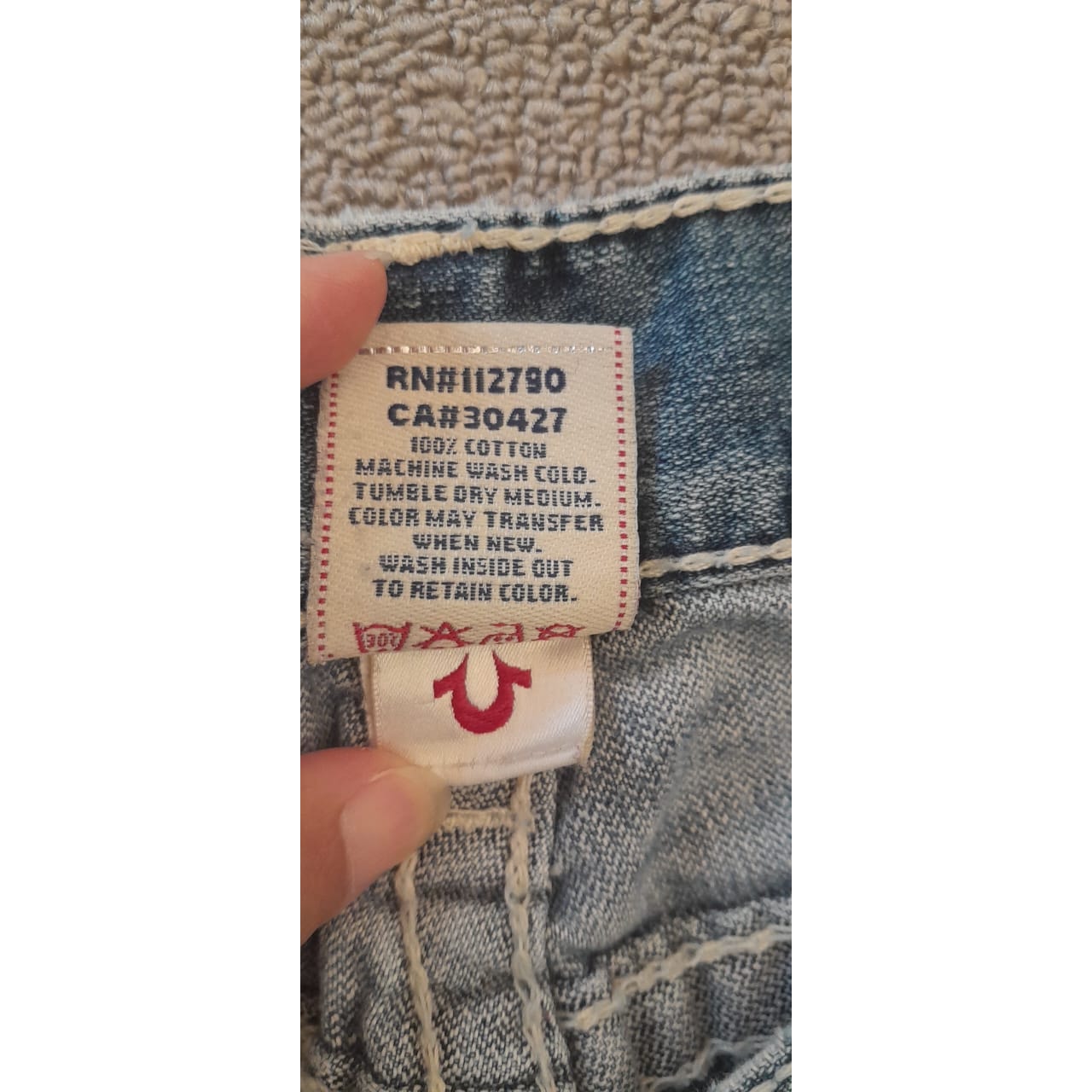 True Religion Womens 32 Light Wash Blue Bootcut Distressed Ripped Jeans