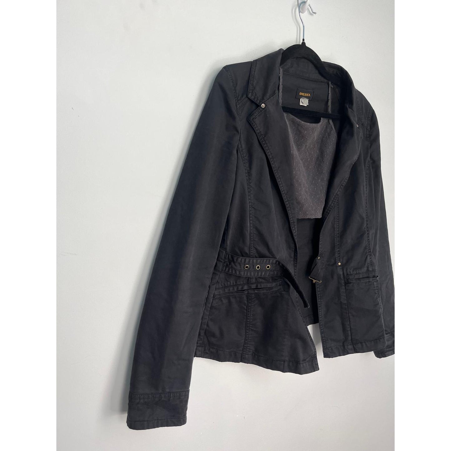 Diesel Utility Jacket Women S Black Casual Zip Front Cargo Style