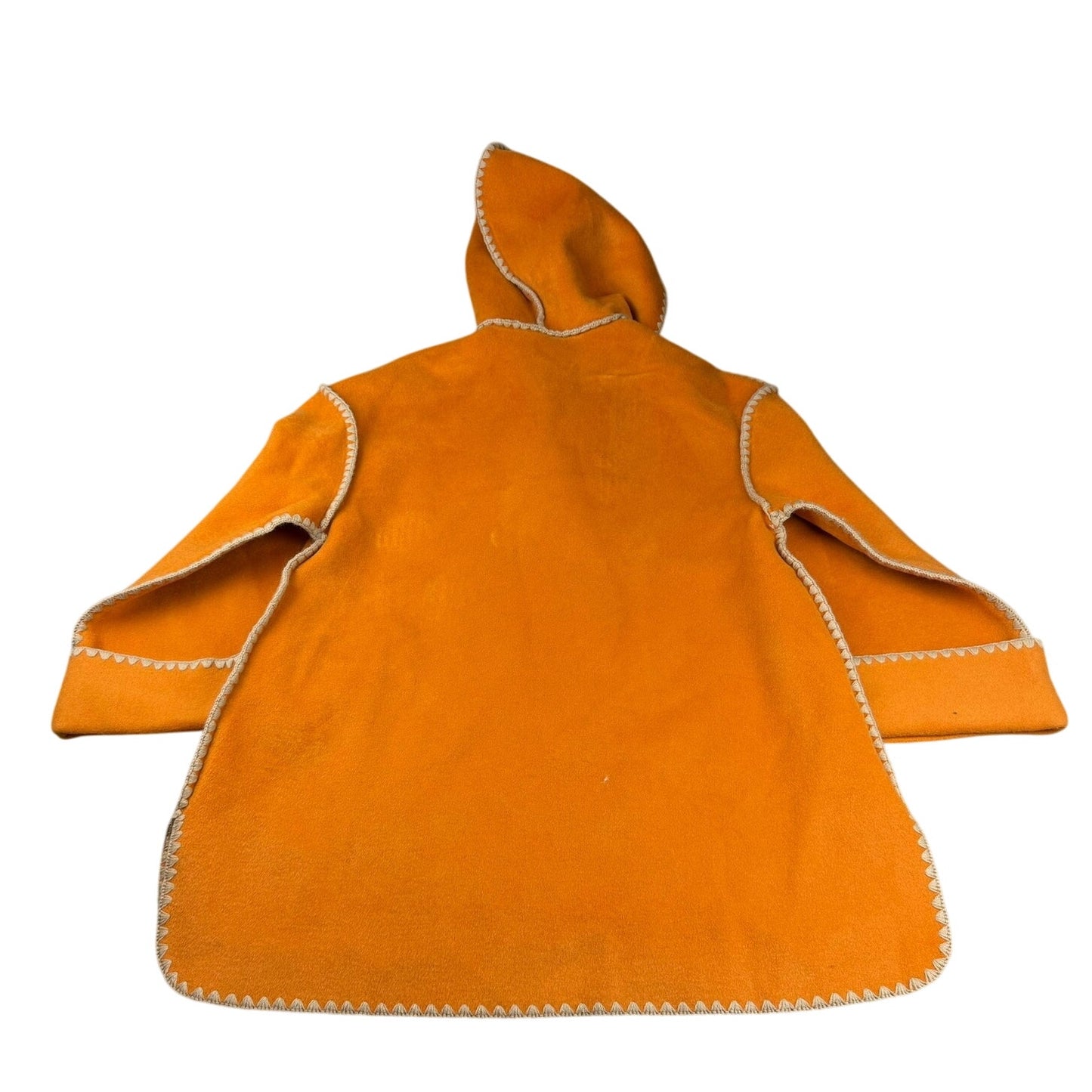 Doggy Qin Women's Small Orange Textured Edge Hooded Pocket Jacket