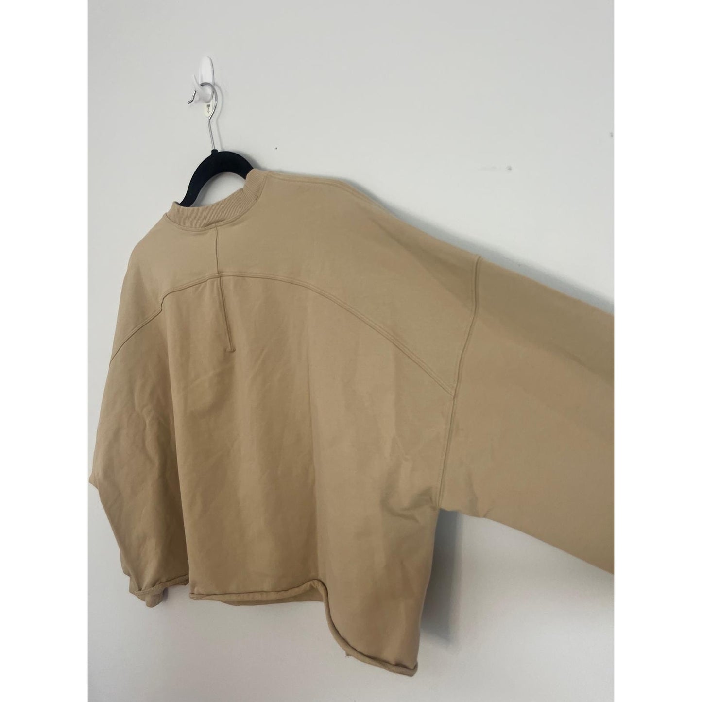 Lululemon Sweatshirt Women XS/S Beige Cropped Crewneck Cotton Pullover