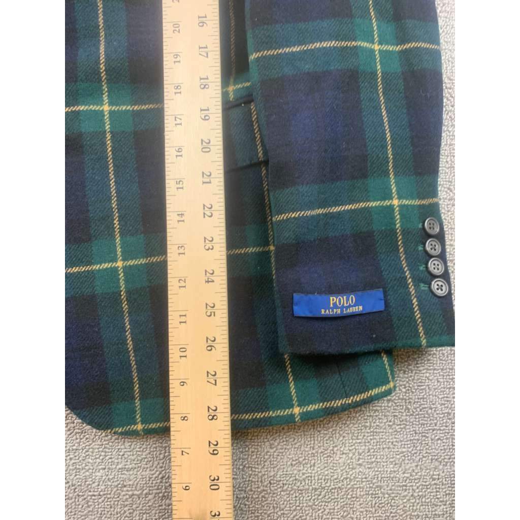 Polo Ralph Lauren Men 40R Tartan Plaid Wool Blend Blazer Sport Coat
