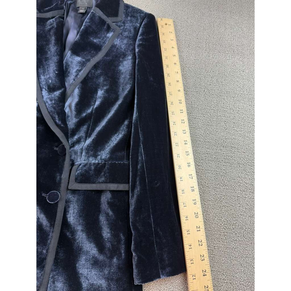 J Crew Collection Blazer Women 2 Silk Blend Grosgrain Double Breasted velvet