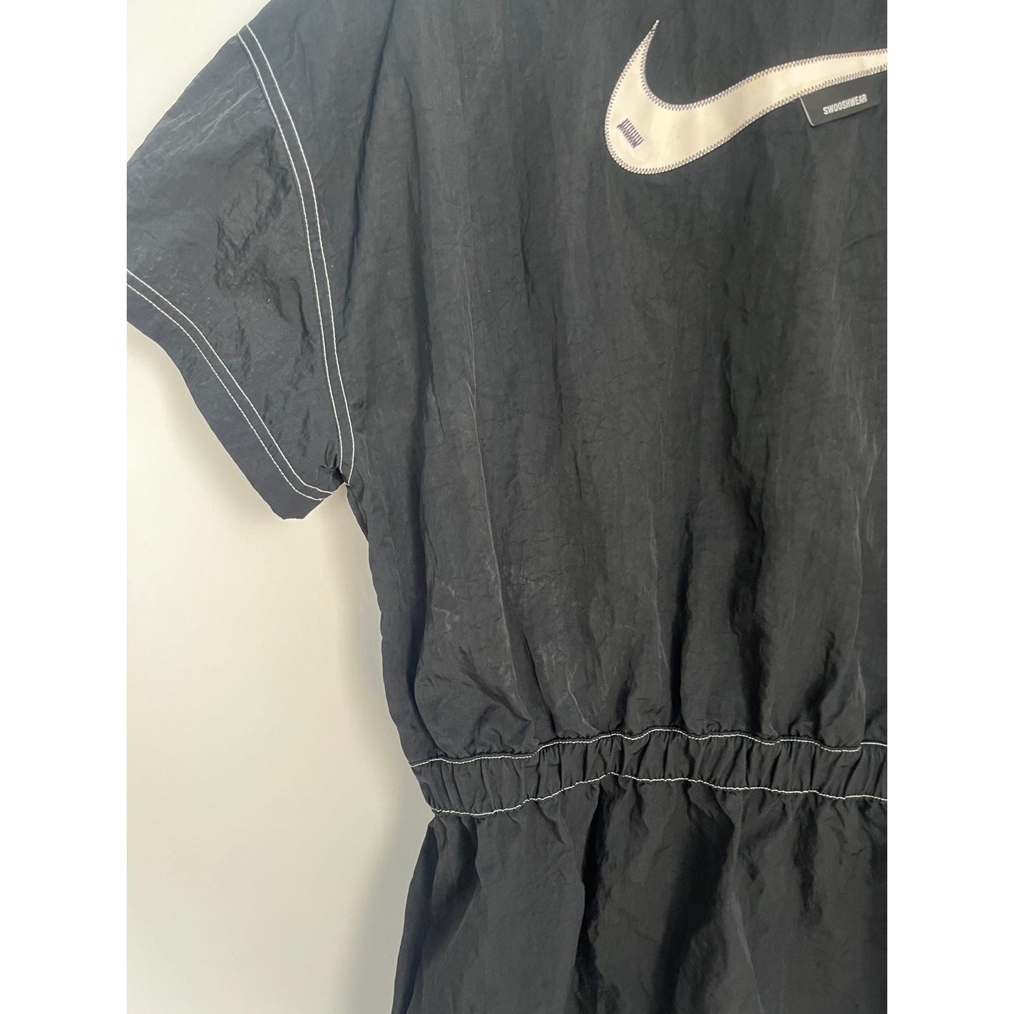 Nike Quarter Zip Mini Dress Women L Black Athletic Dress With Contrast Stitching