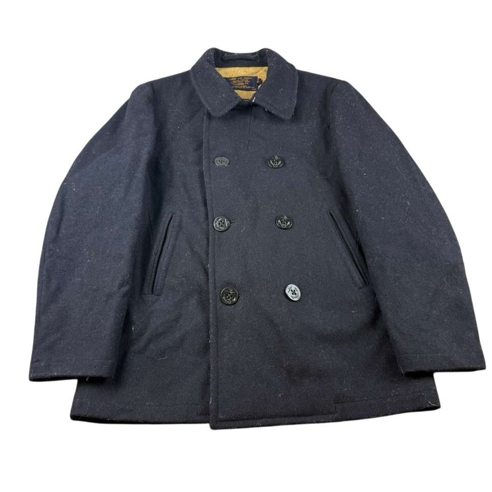 VTG J. Crew Dayswatter Navy Medium Double Breasted Military Peacoat 100% Wool