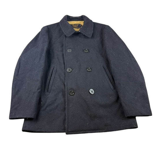VTG J. Crew Dayswatter Navy Medium Double Breasted Military Peacoat 100% Wool