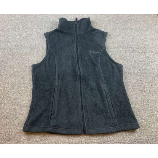 Columbia Women's Medium Dark Green Sleeveless Full-Zip High-Neck Fleece Vest