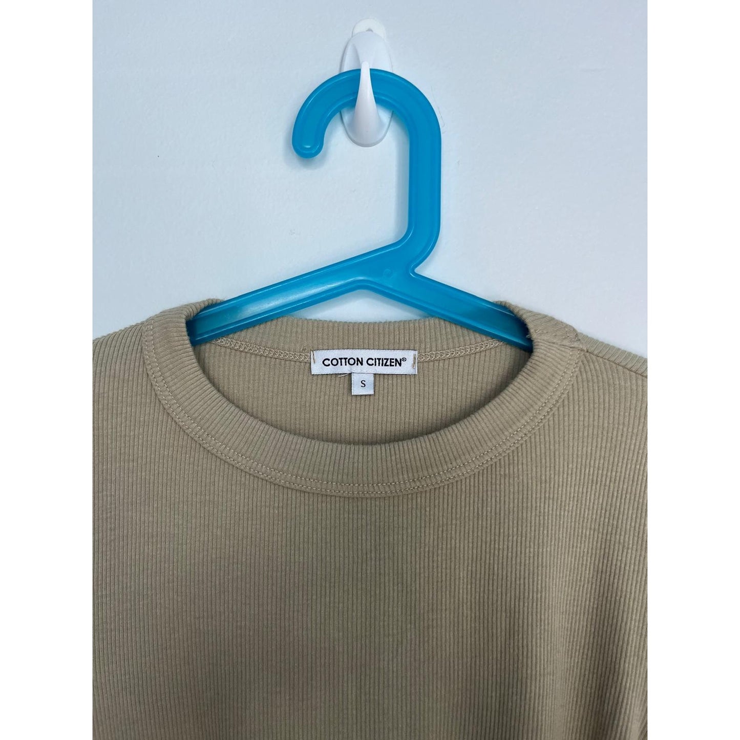 Cotton Citizen Ribbed Long Sleeve Top Women Small Tan Lightweight Casual