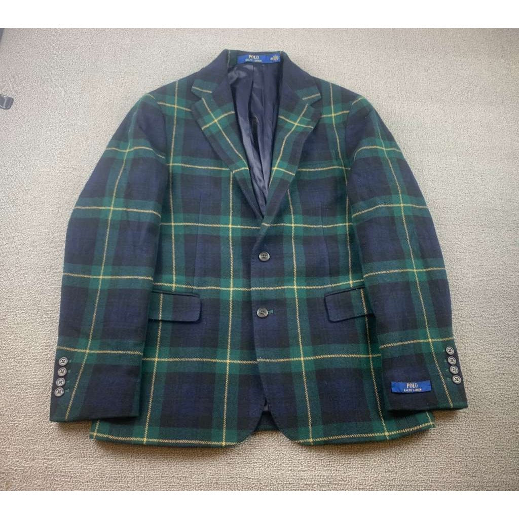 Polo Ralph Lauren Men 40R Tartan Plaid Wool Blend Blazer Sport Coat