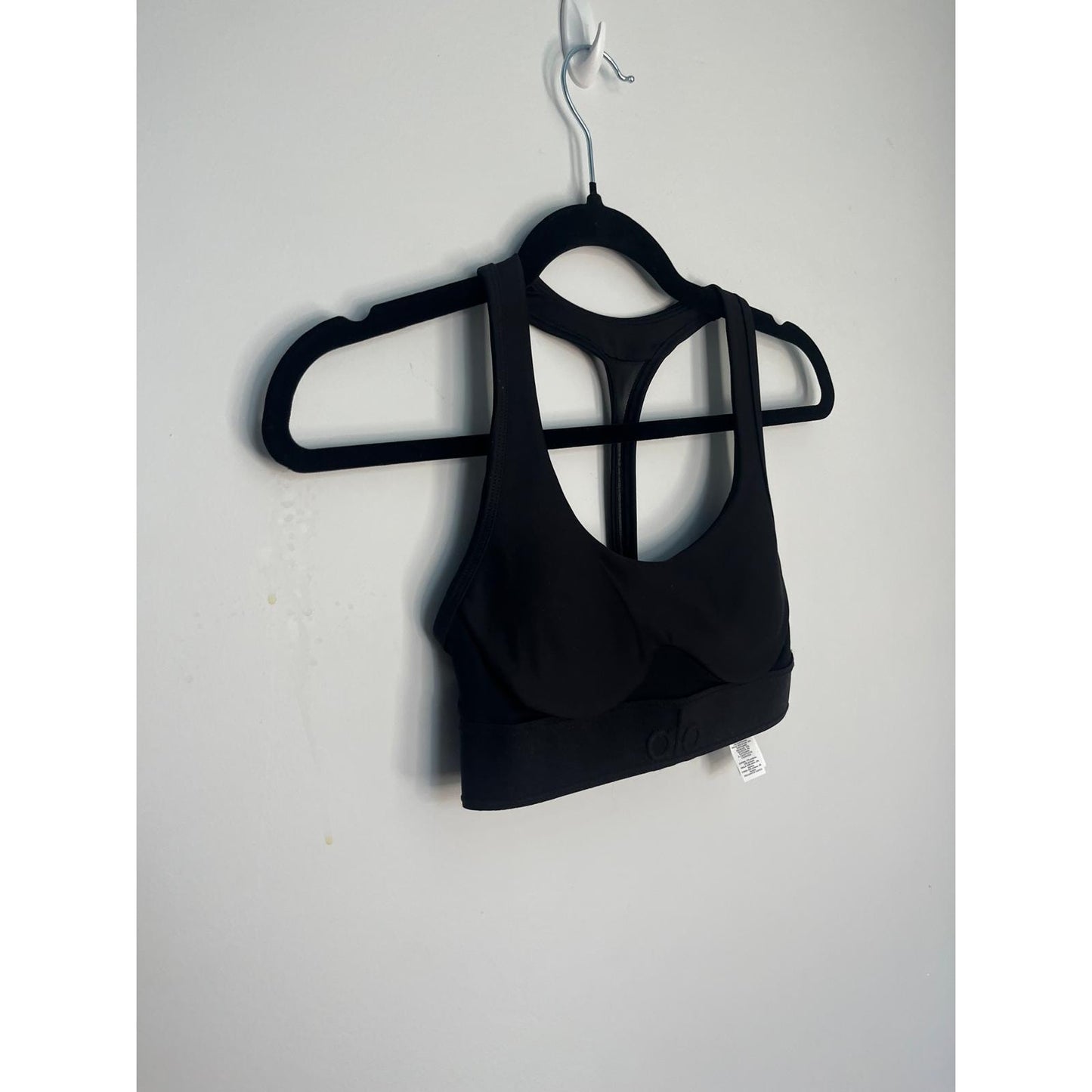 Alo Yoga Sports Bra Women XXS Black Mesh Back Racerback Supportive
