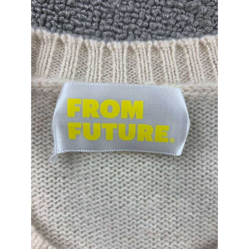 From Future Cashmere Sweater Womens S Red Cream Rainbow Stripe Crewneck