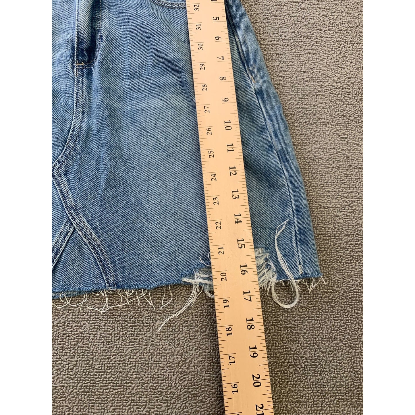 Paige Women 25 Blue Distressed Raw Hem Denim Mini Skirt