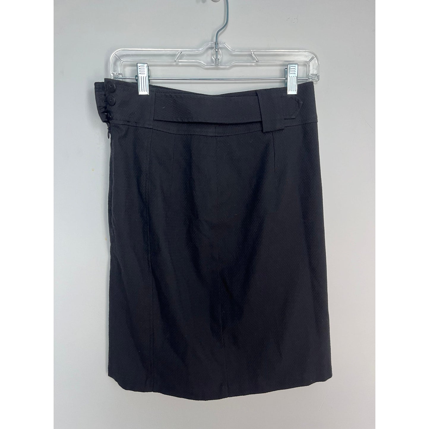 Nanette Lepore Pencil Skirt Women 4 Black Textured Belted High Waist Career