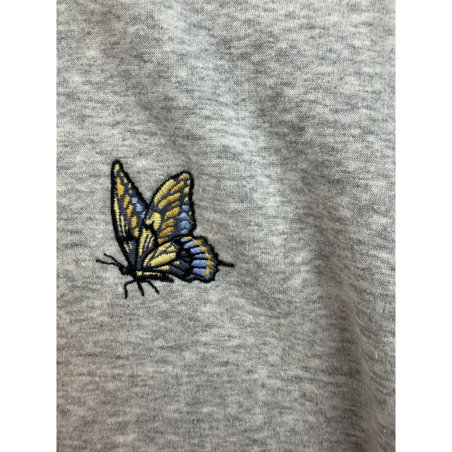 Aritzia Sunday Best Women's XS Gray Cropped Butterfly Crewneck Pullover