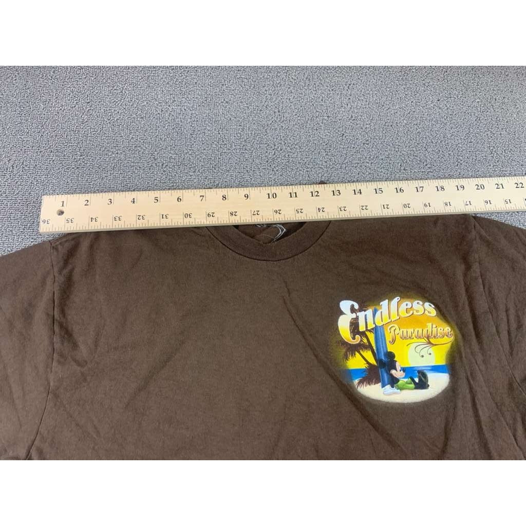 Disney Men's Size Large Brown Endless Paradise Mickey Mouse Graphic Graphic Tee
