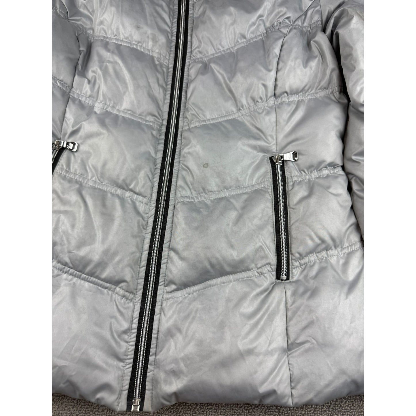 Guess Women's M Gray Silver Puffer Jacket