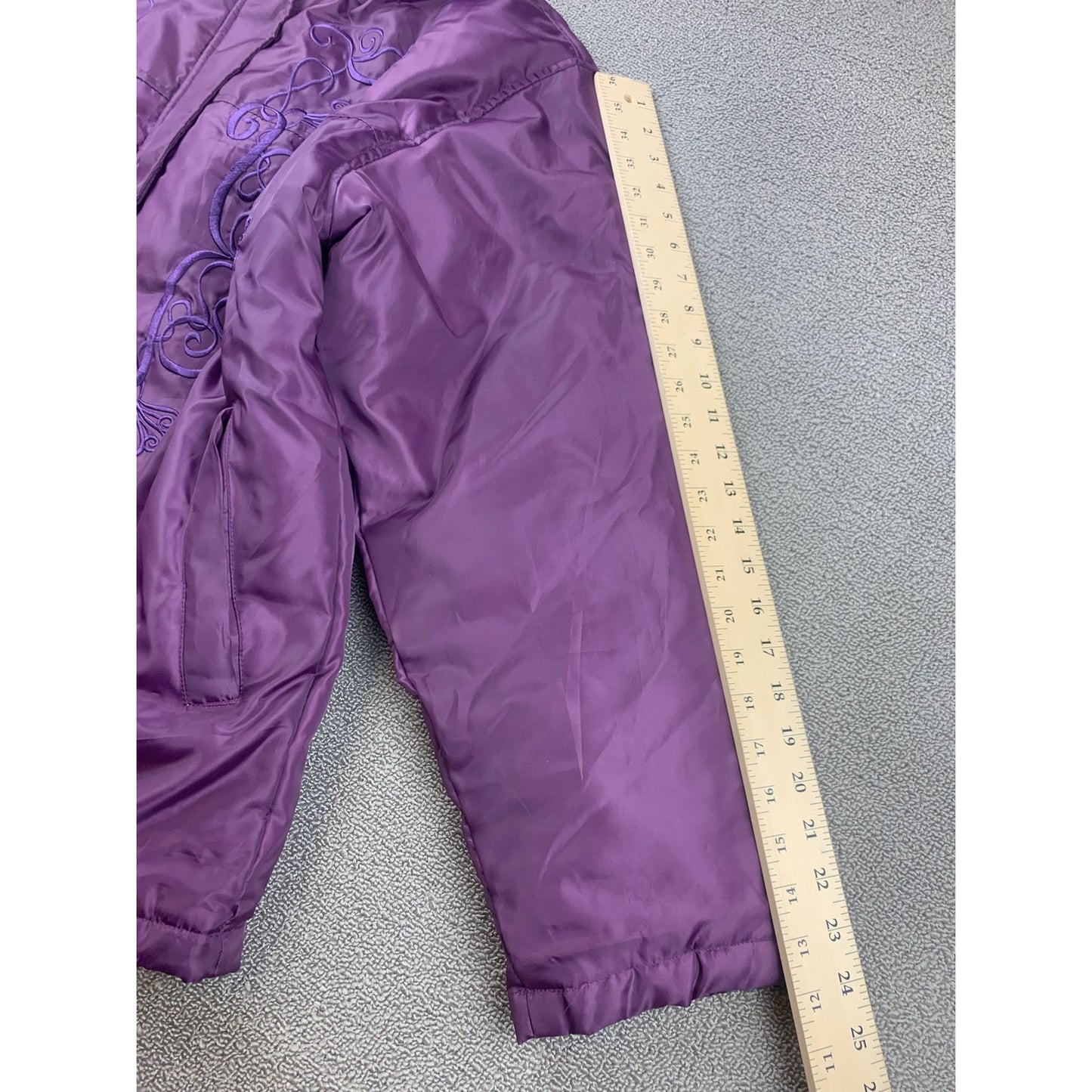 Tudor Court Women's Large Purple Puffer Embroidered Down Jacket
