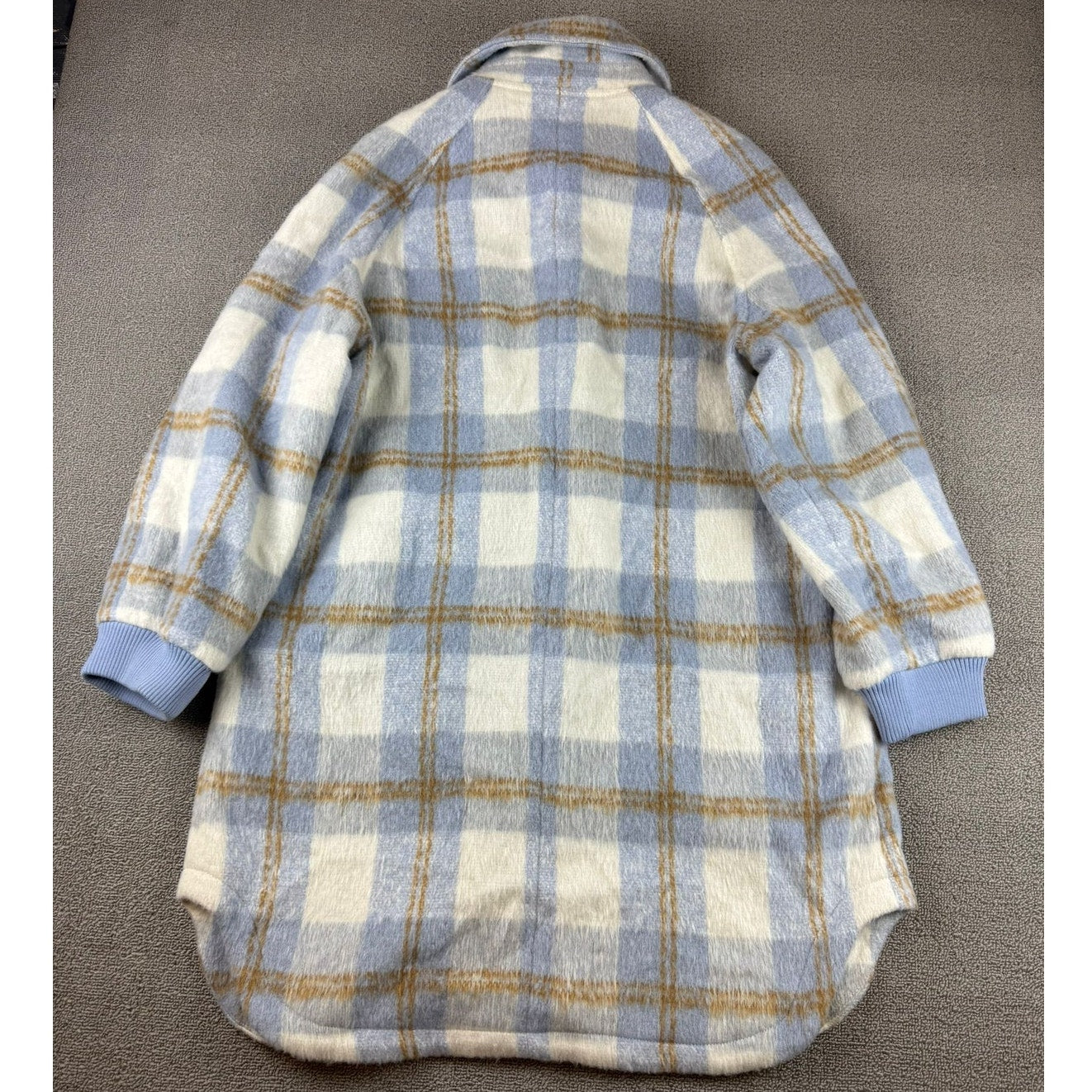 7 for All Mankind Women's Large Longline Brushed Plaid Shacket Coat
