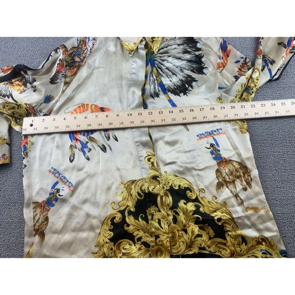 VTG Marina Sitbon Kamosho Blouse Womens Silk Viscose Baroque Pint France Made