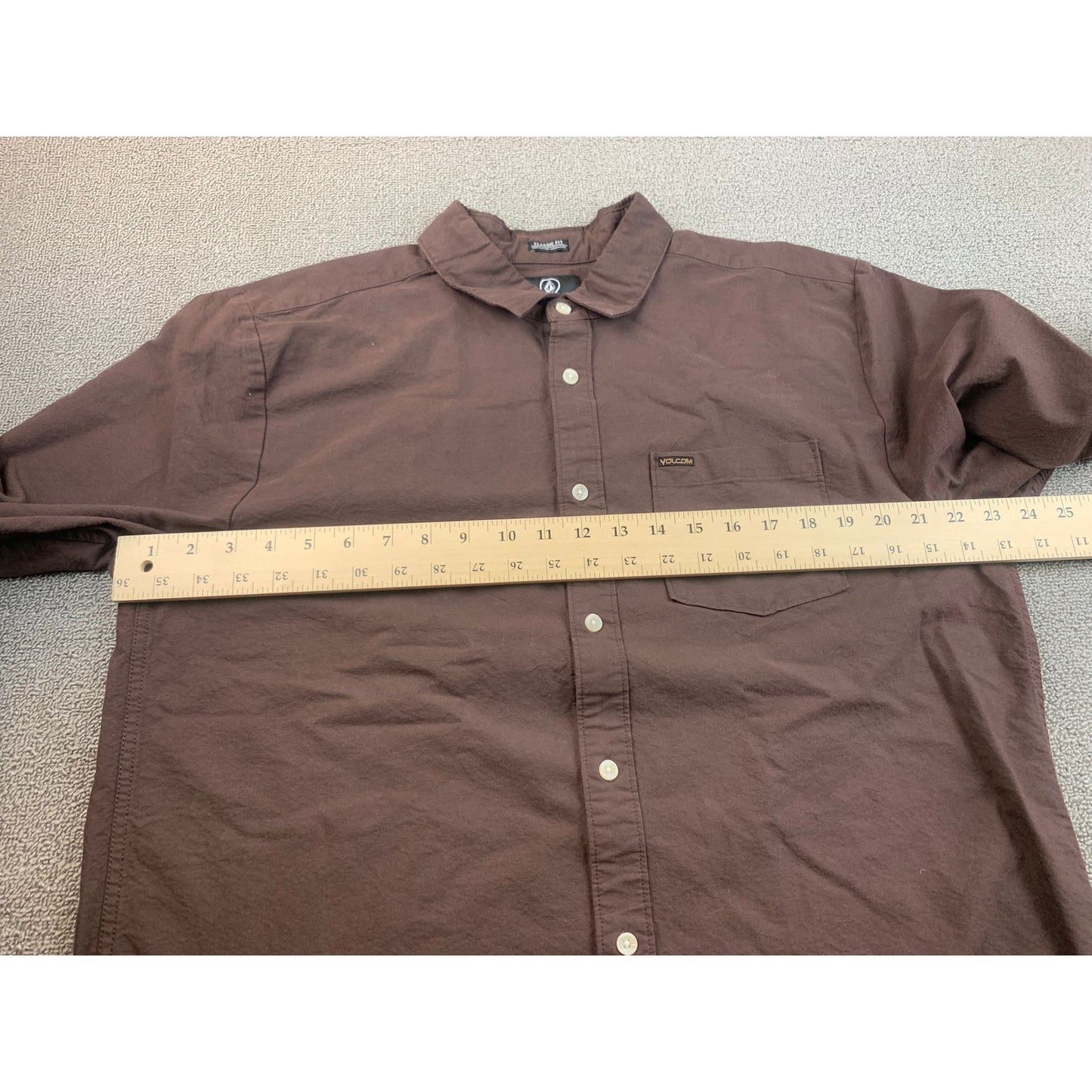 Volcom Men's XL Brown Classic Fit Long Sleeve Button Up Shirt Top