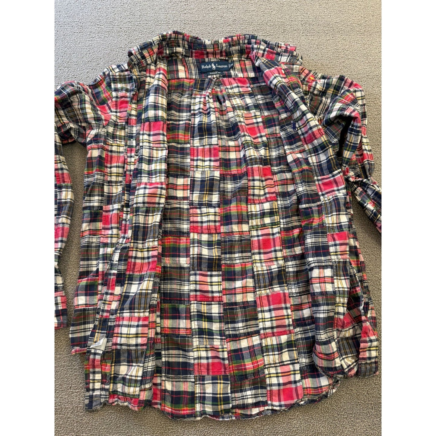Ralph Lauren Men Medium Classic Fit Plaid Button Down Shirt Patchwork